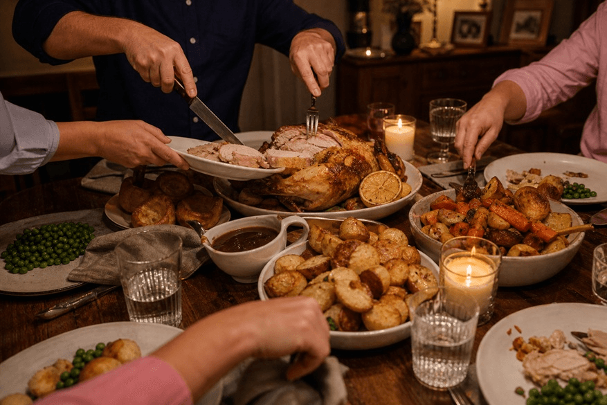 British Dinner — carving the Sunday roast